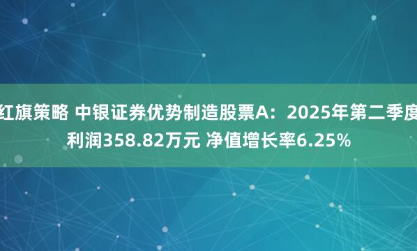 红旗策略 中银证券优势制造股票A：2025年第二季度利润358.82万元 净值增长率6.25%