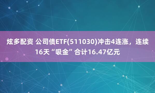 炫多配资 公司债ETF(511030)冲击4连涨，连续16天“吸金”合计16.47亿元